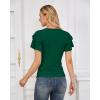 imageGRACE KARIN Womens Summer Tops Ruffle Sleeve Basic T Shirts Dressy Casual Ruched Work Blouses Trendy Clothes 2025Dark Green