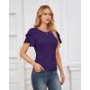imageGRACE KARIN Womens Summer Tops Ruffle Sleeve Basic T Shirts Dressy Casual Ruched Work Blouses Trendy Clothes 2025Dark Purple