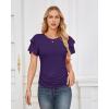 imageGRACE KARIN Womens Summer Tops Ruffle Sleeve Basic T Shirts Dressy Casual Ruched Work Blouses Trendy Clothes 2025Dark Purple