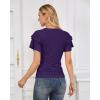 imageGRACE KARIN Womens Summer Tops Ruffle Sleeve Basic T Shirts Dressy Casual Ruched Work Blouses Trendy Clothes 2025Dark Purple