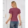 imageGRACE KARIN Womens Summer Tops Ruffle Sleeve Basic T Shirts Dressy Casual Ruched Work Blouses Trendy Clothes 2025Fuchsia