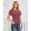 imageGRACE KARIN Womens Summer Tops Ruffle Sleeve Basic T Shirts Dressy Casual Ruched Work Blouses Trendy Clothes 2025Fuchsia