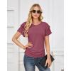 imageGRACE KARIN Womens Summer Tops Ruffle Sleeve Basic T Shirts Dressy Casual Ruched Work Blouses Trendy Clothes 2025Fuchsia
