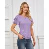 imageGRACE KARIN Womens Summer Tops Ruffle Sleeve Basic T Shirts Dressy Casual Ruched Work Blouses Trendy Clothes 2025Lavender