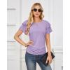 imageGRACE KARIN Womens Summer Tops Ruffle Sleeve Basic T Shirts Dressy Casual Ruched Work Blouses Trendy Clothes 2025Lavender