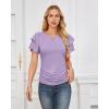 imageGRACE KARIN Womens Summer Tops Ruffle Sleeve Basic T Shirts Dressy Casual Ruched Work Blouses Trendy Clothes 2025Lavender