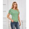 imageGRACE KARIN Womens Summer Tops Ruffle Sleeve Basic T Shirts Dressy Casual Ruched Work Blouses Trendy Clothes 2025Light Green