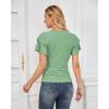 imageGRACE KARIN Womens Summer Tops Ruffle Sleeve Basic T Shirts Dressy Casual Ruched Work Blouses Trendy Clothes 2025Light Green