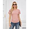 imageGRACE KARIN Womens Summer Tops Ruffle Sleeve Basic T Shirts Dressy Casual Ruched Work Blouses Trendy Clothes 2025Light Pink