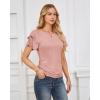 imageGRACE KARIN Womens Summer Tops Ruffle Sleeve Basic T Shirts Dressy Casual Ruched Work Blouses Trendy Clothes 2025Light Pink