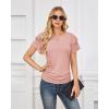 imageGRACE KARIN Womens Summer Tops Ruffle Sleeve Basic T Shirts Dressy Casual Ruched Work Blouses Trendy Clothes 2025Light Pink