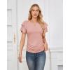 imageGRACE KARIN Womens Summer Tops Ruffle Sleeve Basic T Shirts Dressy Casual Ruched Work Blouses Trendy Clothes 2025Light Pink