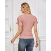 imageGRACE KARIN Womens Summer Tops Ruffle Sleeve Basic T Shirts Dressy Casual Ruched Work Blouses Trendy Clothes 2025Light Pink
