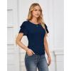 imageGRACE KARIN Womens Summer Tops Ruffle Sleeve Basic T Shirts Dressy Casual Ruched Work Blouses Trendy Clothes 2025Navy Blue