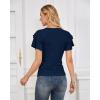 imageGRACE KARIN Womens Summer Tops Ruffle Sleeve Basic T Shirts Dressy Casual Ruched Work Blouses Trendy Clothes 2025Navy Blue