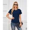 imageGRACE KARIN Womens Summer Tops Ruffle Sleeve Basic T Shirts Dressy Casual Ruched Work Blouses Trendy Clothes 2025Navy Blue