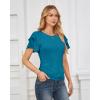 imageGRACE KARIN Womens Summer Tops Ruffle Sleeve Basic T Shirts Dressy Casual Ruched Work Blouses Trendy Clothes 2025Peacock Blue