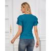 imageGRACE KARIN Womens Summer Tops Ruffle Sleeve Basic T Shirts Dressy Casual Ruched Work Blouses Trendy Clothes 2025Peacock Blue