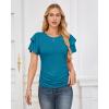 imageGRACE KARIN Womens Summer Tops Ruffle Sleeve Basic T Shirts Dressy Casual Ruched Work Blouses Trendy Clothes 2025Peacock Blue