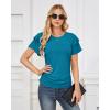 imageGRACE KARIN Womens Summer Tops Ruffle Sleeve Basic T Shirts Dressy Casual Ruched Work Blouses Trendy Clothes 2025Peacock Blue