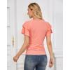 imageGRACE KARIN Womens Summer Tops Ruffle Sleeve Basic T Shirts Dressy Casual Ruched Work Blouses Trendy Clothes 2025Pink