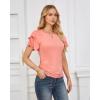 imageGRACE KARIN Womens Summer Tops Ruffle Sleeve Basic T Shirts Dressy Casual Ruched Work Blouses Trendy Clothes 2025Pink