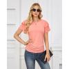 imageGRACE KARIN Womens Summer Tops Ruffle Sleeve Basic T Shirts Dressy Casual Ruched Work Blouses Trendy Clothes 2025Pink