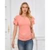 imageGRACE KARIN Womens Summer Tops Ruffle Sleeve Basic T Shirts Dressy Casual Ruched Work Blouses Trendy Clothes 2025Pink
