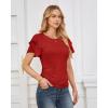 imageGRACE KARIN Womens Summer Tops Ruffle Sleeve Basic T Shirts Dressy Casual Ruched Work Blouses Trendy Clothes 2025Red