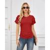 imageGRACE KARIN Womens Summer Tops Ruffle Sleeve Basic T Shirts Dressy Casual Ruched Work Blouses Trendy Clothes 2025Red