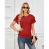 imageGRACE KARIN Womens Summer Tops Ruffle Sleeve Basic T Shirts Dressy Casual Ruched Work Blouses Trendy Clothes 2025Red
