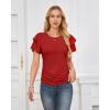 imageGRACE KARIN Womens Summer Tops Ruffle Sleeve Basic T Shirts Dressy Casual Ruched Work Blouses Trendy Clothes 2025Red