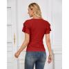 imageGRACE KARIN Womens Summer Tops Ruffle Sleeve Basic T Shirts Dressy Casual Ruched Work Blouses Trendy Clothes 2025Red