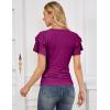 imageGRACE KARIN Womens Summer Tops Ruffle Sleeve Basic T Shirts Dressy Casual Ruched Work Blouses Trendy Clothes 2025Rose Purple