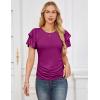 imageGRACE KARIN Womens Summer Tops Ruffle Sleeve Basic T Shirts Dressy Casual Ruched Work Blouses Trendy Clothes 2025Rose Purple