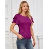imageGRACE KARIN Womens Summer Tops Ruffle Sleeve Basic T Shirts Dressy Casual Ruched Work Blouses Trendy Clothes 2025Rose Purple