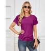 imageGRACE KARIN Womens Summer Tops Ruffle Sleeve Basic T Shirts Dressy Casual Ruched Work Blouses Trendy Clothes 2025Rose Purple