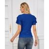 imageGRACE KARIN Womens Summer Tops Ruffle Sleeve Basic T Shirts Dressy Casual Ruched Work Blouses Trendy Clothes 2025Royal Blue