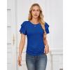 imageGRACE KARIN Womens Summer Tops Ruffle Sleeve Basic T Shirts Dressy Casual Ruched Work Blouses Trendy Clothes 2025Royal Blue