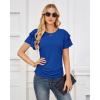 imageGRACE KARIN Womens Summer Tops Ruffle Sleeve Basic T Shirts Dressy Casual Ruched Work Blouses Trendy Clothes 2025Royal Blue