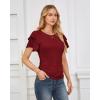 imageGRACE KARIN Womens Summer Tops Ruffle Sleeve Basic T Shirts Dressy Casual Ruched Work Blouses Trendy Clothes 2025Wine Red