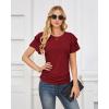 imageGRACE KARIN Womens Summer Tops Ruffle Sleeve Basic T Shirts Dressy Casual Ruched Work Blouses Trendy Clothes 2025Wine Red