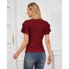 imageGRACE KARIN Womens Summer Tops Ruffle Sleeve Basic T Shirts Dressy Casual Ruched Work Blouses Trendy Clothes 2025Wine Red