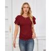 imageGRACE KARIN Womens Summer Tops Ruffle Sleeve Basic T Shirts Dressy Casual Ruched Work Blouses Trendy Clothes 2025Wine Red