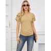 imageGRACE KARIN Womens Summer Tops Ruffle Sleeve Basic T Shirts Dressy Casual Ruched Work Blouses Trendy Clothes 2025Yellow