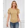 imageGRACE KARIN Womens Summer Tops Ruffle Sleeve Basic T Shirts Dressy Casual Ruched Work Blouses Trendy Clothes 2025Yellow