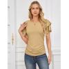 imageGRACE KARIN Womens Summer Tops Ruffle Sleeve Basic T Shirts Dressy Casual Ruched Work Blouses Trendy Clothes 2025Yellow
