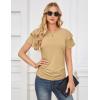imageGRACE KARIN Womens Summer Tops Ruffle Sleeve Basic T Shirts Dressy Casual Ruched Work Blouses Trendy Clothes 2025Yellow