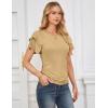 imageGRACE KARIN Womens Summer Tops Ruffle Sleeve Basic T Shirts Dressy Casual Ruched Work Blouses Trendy Clothes 2025Yellow