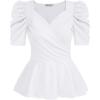 imageGRACE KARIN 2025 Womens Tops Elegant Peplum Top Wrap V Neck Puff Short Sleeve Summer Tops BlouseWhite